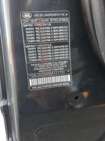 SALSK25458A121731 - 2008 LAND ROVER RANGE ROVE HSE BLACK photo 12