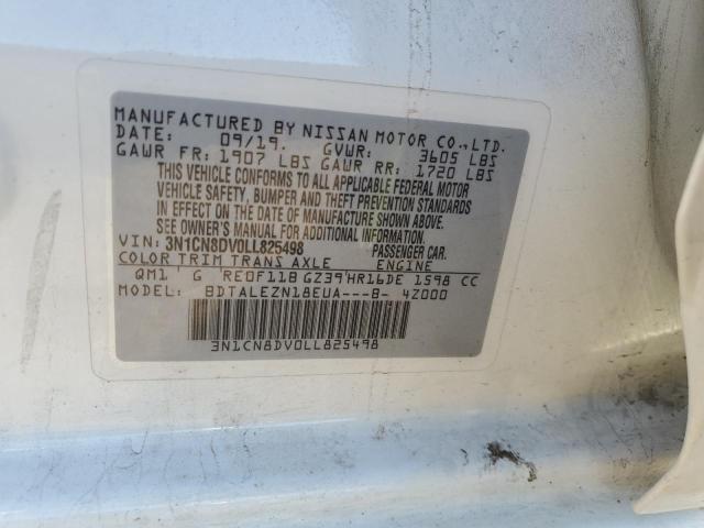 3N1CN8DV0LL825498 - 2020 NISSAN VERSA S WHITE photo 12