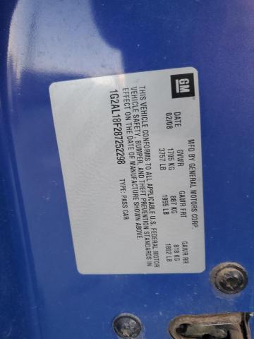 1G2AL18F287252298 - 2008 PONTIAC G5 Mavi fotoğraf 12