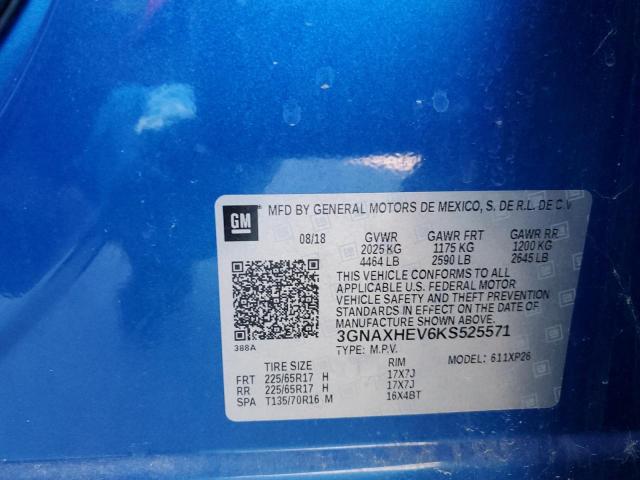 3GNAXHEV6KS525571 - 2019 CHEVROLET EQUINOX LS BLUE photo 14