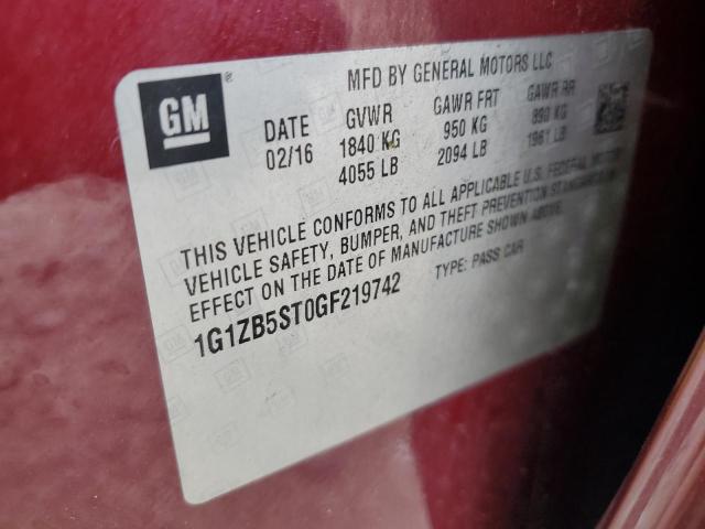 1G1ZB5ST0GF219742 - 2016 CHEVROLET MALIBU LS RED photo 12