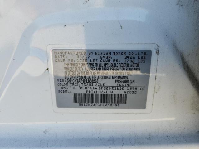 3N1CN7AP1HL858288 - 2017 NISSAN VERSA S 白色 照片 12