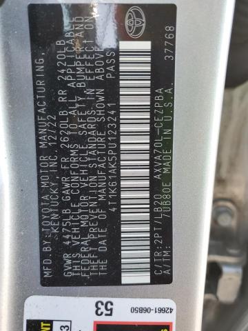 4T1K61AK5PU123241 - 2023 TOYOTA CAMRY XSE 银色 照片 12