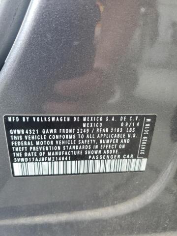 3VWD17AJ8FM214641 - 2015 VOLKSWAGEN JETTA SE GRAY photo 12