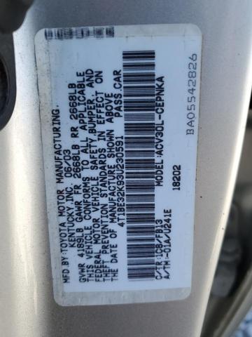 4T1BE32K93U230591 - 2003 TOYOTA CAMRY LE CREAM photo 13