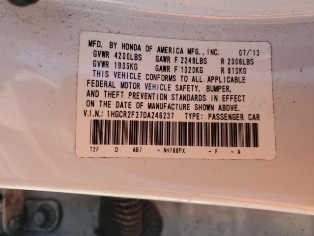 1HGCR2F37DA246237 - 2013 HONDA ACCORD LX Beyaz fotoğraf 12