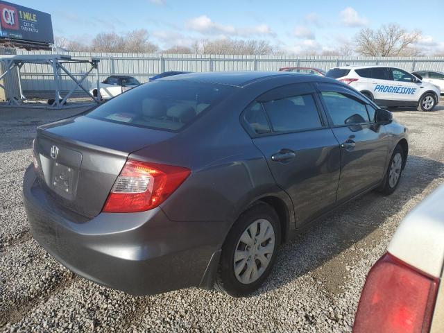 2HGFB2F50CH566597 - 2012 HONDA CIVIC LX GRAY photo 3