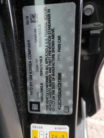 KL8CB6SA0KC813896 - 2019 CHEVROLET SPARK LS Negro foto 13