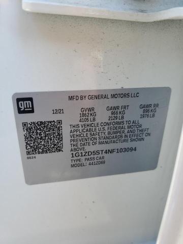 1G1ZD5ST4NF103094 - 2022 CHEVROLET MALIBU LT Beyaz fotoğraf 12