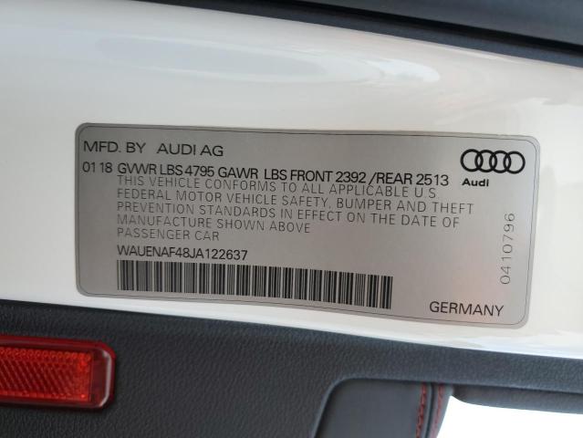 WAUENAF48JA122637 - 2018 AUDI A4 PREMIUM PLUS WHITE photo 12