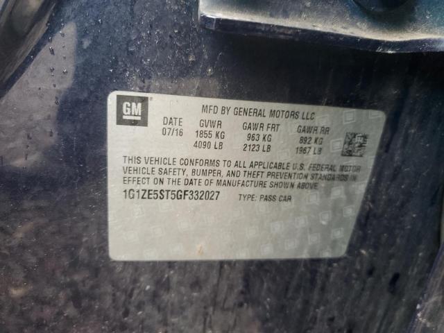 1G1ZE5ST5GF332027 - 2016 CHEVROLET MALIBU LT BLUE photo 12