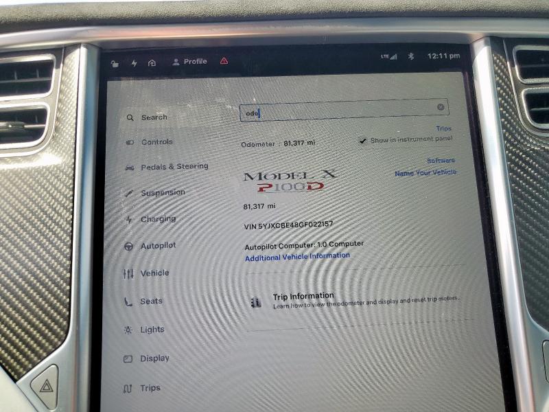 5YJXCBE48GF022157 - 2016 TESLA MODEL X GRAY photo 9