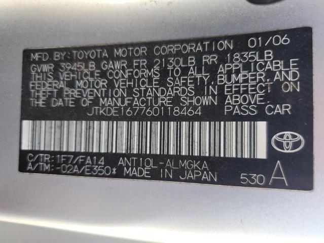 JTKDE167760118464 - 2006 TOYOTA SCION TC 银色 照片 12