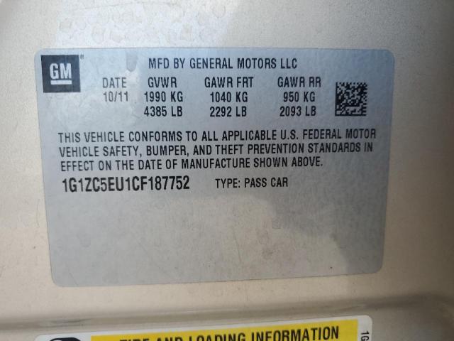 1G1ZC5EU1CF187752 - 2012 CHEVROLET MALIBU 1LT TAN photo 12