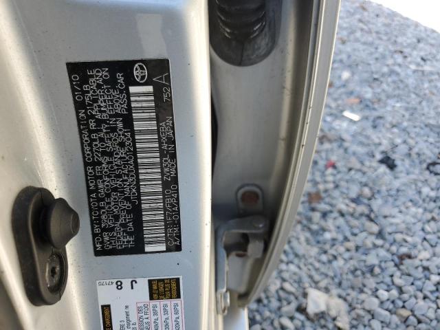 JTDKN3DUXA0123041 - 2010 TOYOTA PRIUS SILVER photo 12