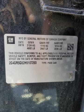 2G4GR5GX2H9107293 - 2017 BUICK REGAL PREMIUM BLACK photo 12