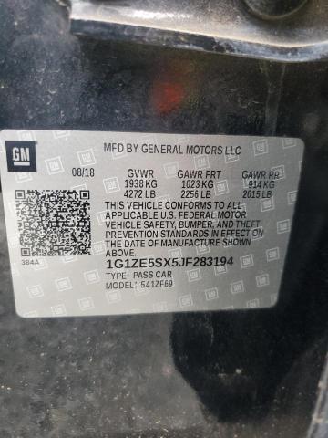 1G1ZE5SX5JF283194 - 2018 CHEVROLET MALIBU PREMIER BLACK photo 12