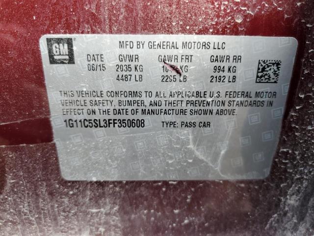 1G11C5SL3FF350608 - 2015 CHEVROLET MALIBU 1LT BURGUNDY photo 12