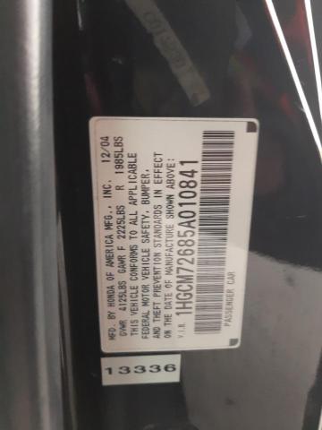 1HGCM72685A010841 - 2005 HONDA ACCORD EX BLACK photo 12