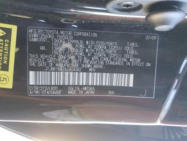 JTJBK1BA7A2414362 - 2010 LEXUS RX 350 BLACK photo 13