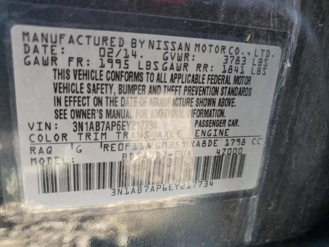 3N1AB7AP6EY217734 - 2014 NISSAN SENTRA S BLUE photo 12