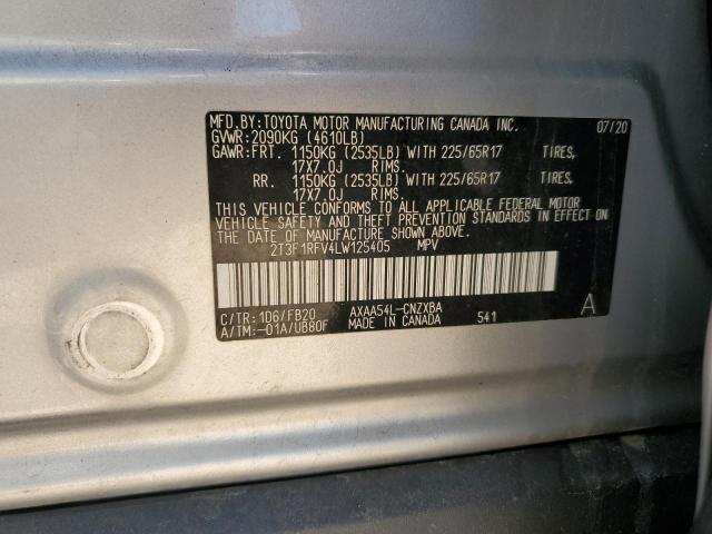 2T3F1RFV4LW125405 - 2020 TOYOTA RAV4 LE Gümüş foto 13