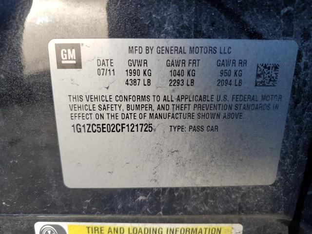 1G1ZC5E02CF121725 - 2012 CHEVROLET MALIBU 1LT 黑色 照片 12