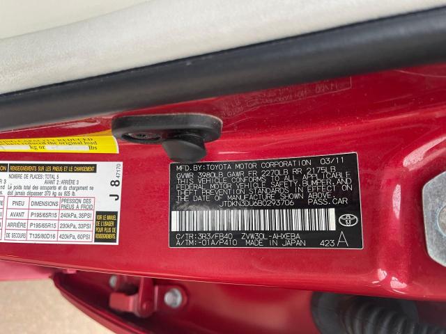 JTDKN3DU6B0293706 - 2011 TOYOTA PRIUS RED photo 10