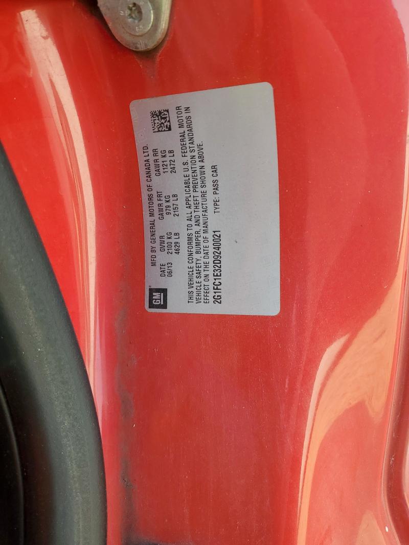 2G1FC1E32D9240021 - 2013 CHEVROLET CAMARO LT 红色 照片 12