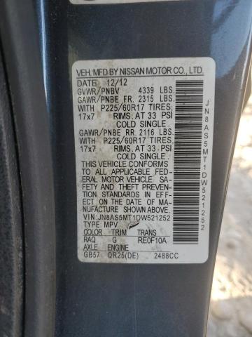 JN8AS5MT1DW521252 - 2013 NISSAN ROGUE S BLUE photo 13