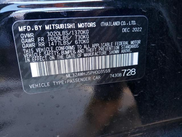 ML32AWHJ5PH003559 - 2023 MITSUBISHI MIRAGE SE BLACK photo 13