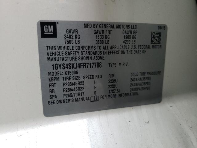 1GYS4SKJ4FR717708 - 2015 CADILLAC ESCALADE ESV LUXURY WHITE photo 13