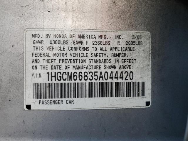 1HGCM66835A044420 - 2005 HONDA ACCORD EX SILVER photo 12