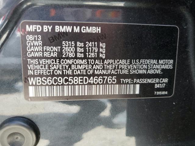 WBS6C9C58ED466765 - 2014 BMW M6 GRAN COUPE BLACK photo 12