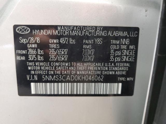 5NMS3CAD0KH046062 - 2019 HYUNDAI SANTA FE SEL Күміс фото 13