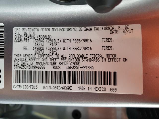 3TMAZ5CN3HM046896 - 2017 TOYOTA TACOMA DOUBLE CAB SILVER photo 12