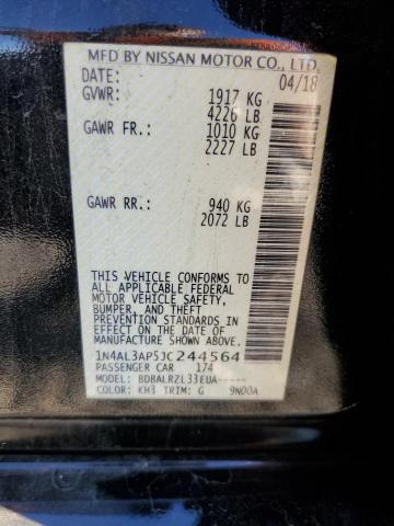 1N4AL3AP5JC244564 - 2018 NISSAN ALTIMA 2.5 Սև լուսանկար 12