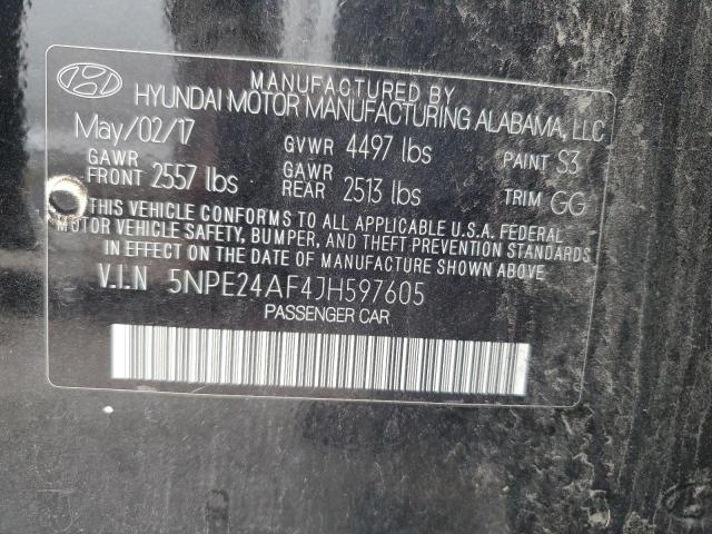 5NPE24AF4JH597605 - 2018 HYUNDAI SONATA SE BLACK photo 12