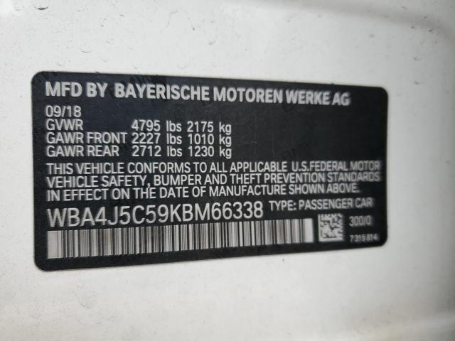 WBA4J5C59KBM66338 - 2019 BMW 440I GRAN COUPE WHITE photo 12
