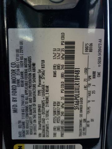 3FA6P0LUXLR189481 - 2020 FORD FUSION SE Qara foto 12