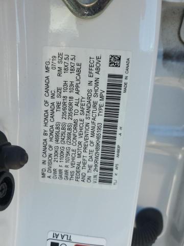 2HKRW2H89KH651953 - 2019 HONDA CR-V EXL WHITE photo 13