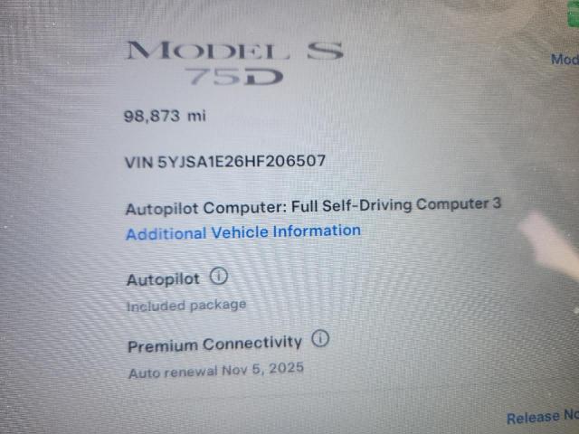 5YJSA1E26HF206507 - 2017 TESLA MODEL S Czerwony zdjęcie 9