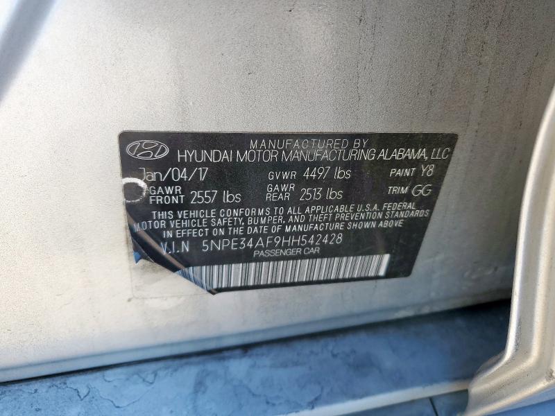 5NPE34AF9HH542428 - 2017 HYUNDAI SONATA SPORT Күміс фото 12