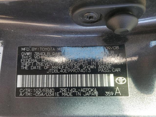 JTDBL40E999074013 - 2009 TOYOTA COROLLA BASE 灰色 照片 12