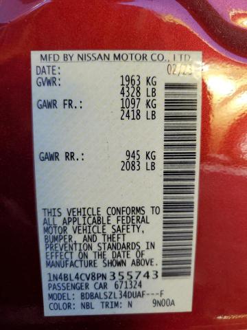1N4BL4CV8PN355743 - 2023 NISSAN ALTIMA SR 红色 照片 13