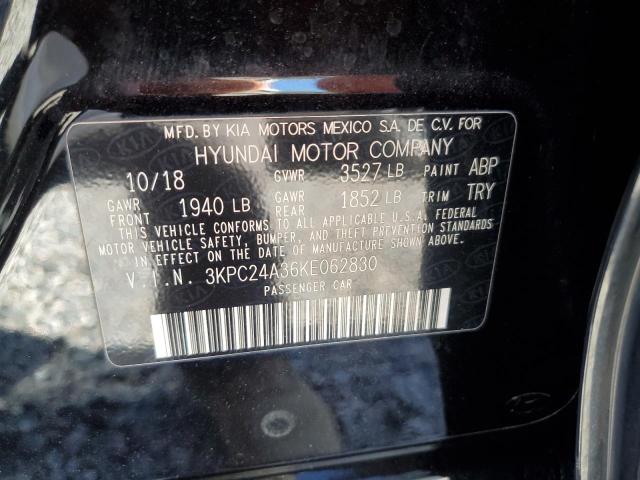 3KPC24A36KE062830 - 2019 HYUNDAI ACCENT SE Қара фото 12