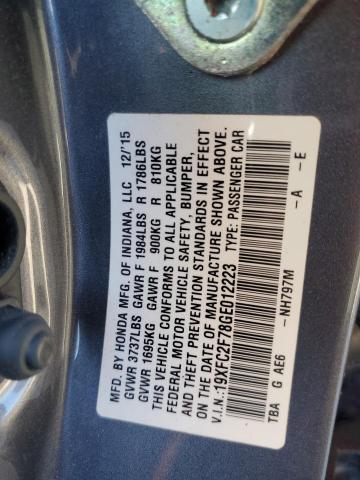 19XFC2F78GE012223 - 2016 HONDA CIVIC EX GRAY photo 12