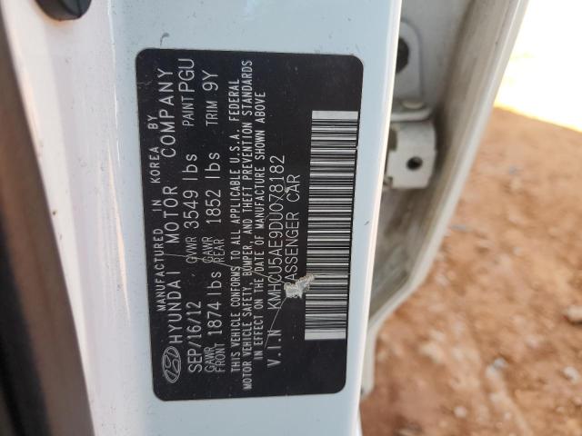 KMHCU5AE9DU078182 - 2013 HYUNDAI ACCENT GLS 白色 照片 12