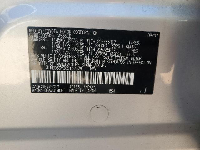 JTMBD33V385132528 - 2008 TOYOTA RAV4 银色 照片 13