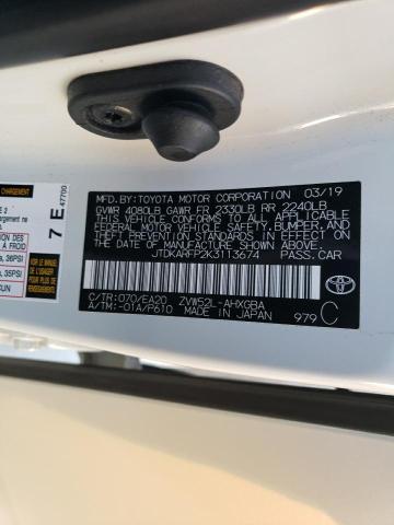 JTDKARFP2K3113674 - 2019 TOYOTA PRIUS PRIM WHITE photo 12